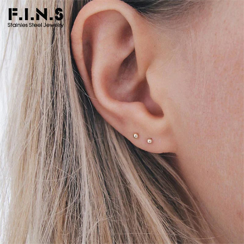 F.I.N.S 3 мм корейские модные серьги гвоздики из нержавеющей стали для женщин
