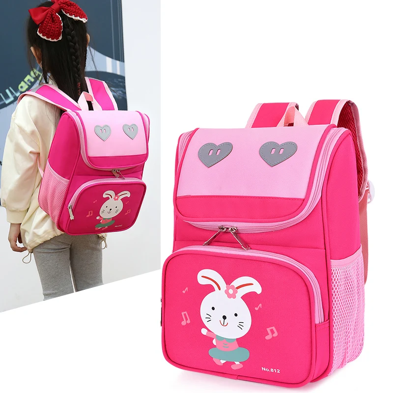 

New Girls Sweet Printing School Bag Fashion Children Rainbow Lightweight Backpack For Kids Cartoon Rabbit Bookbag Casual Bolsas