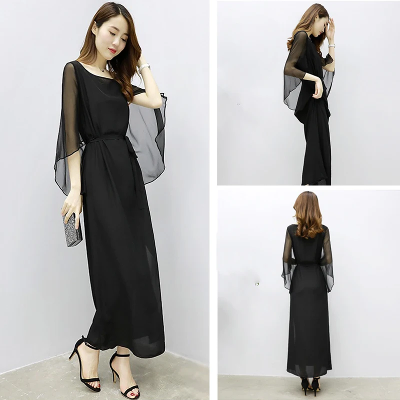 

Spring and summer new style Korean chiffon dress Slim-fit temperament lady dress Large size dress