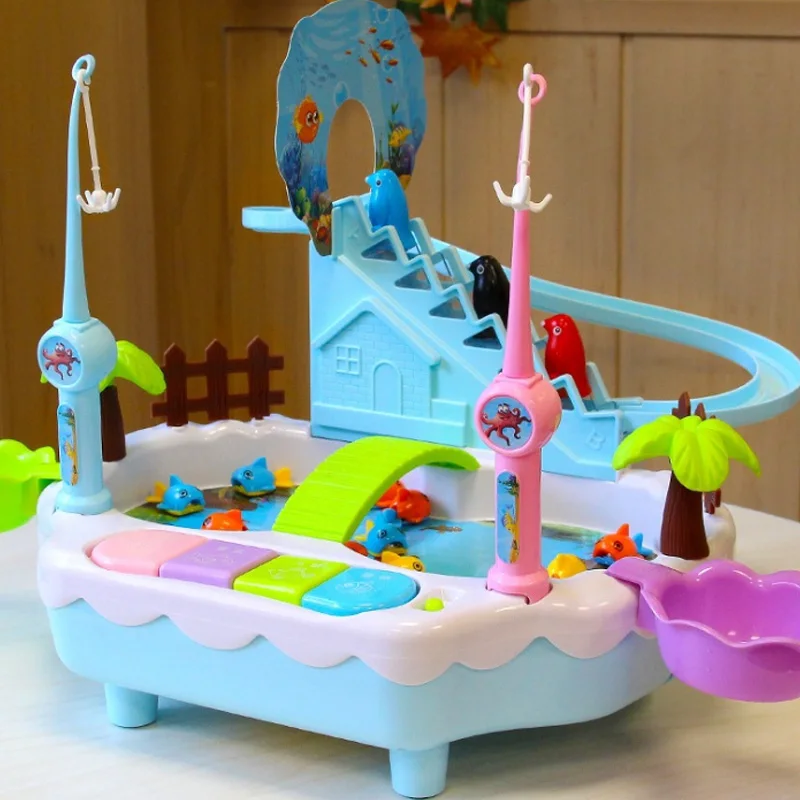 Электрическая Магнитная игрушка для рыбалки от 3 до 6 лет Пингвин поднимается по