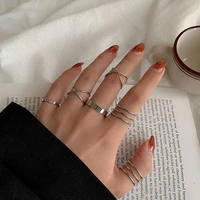 millorium fashion punk metal ring set geometric minimalist jewelry circular golden color joint ring for women street accessiory