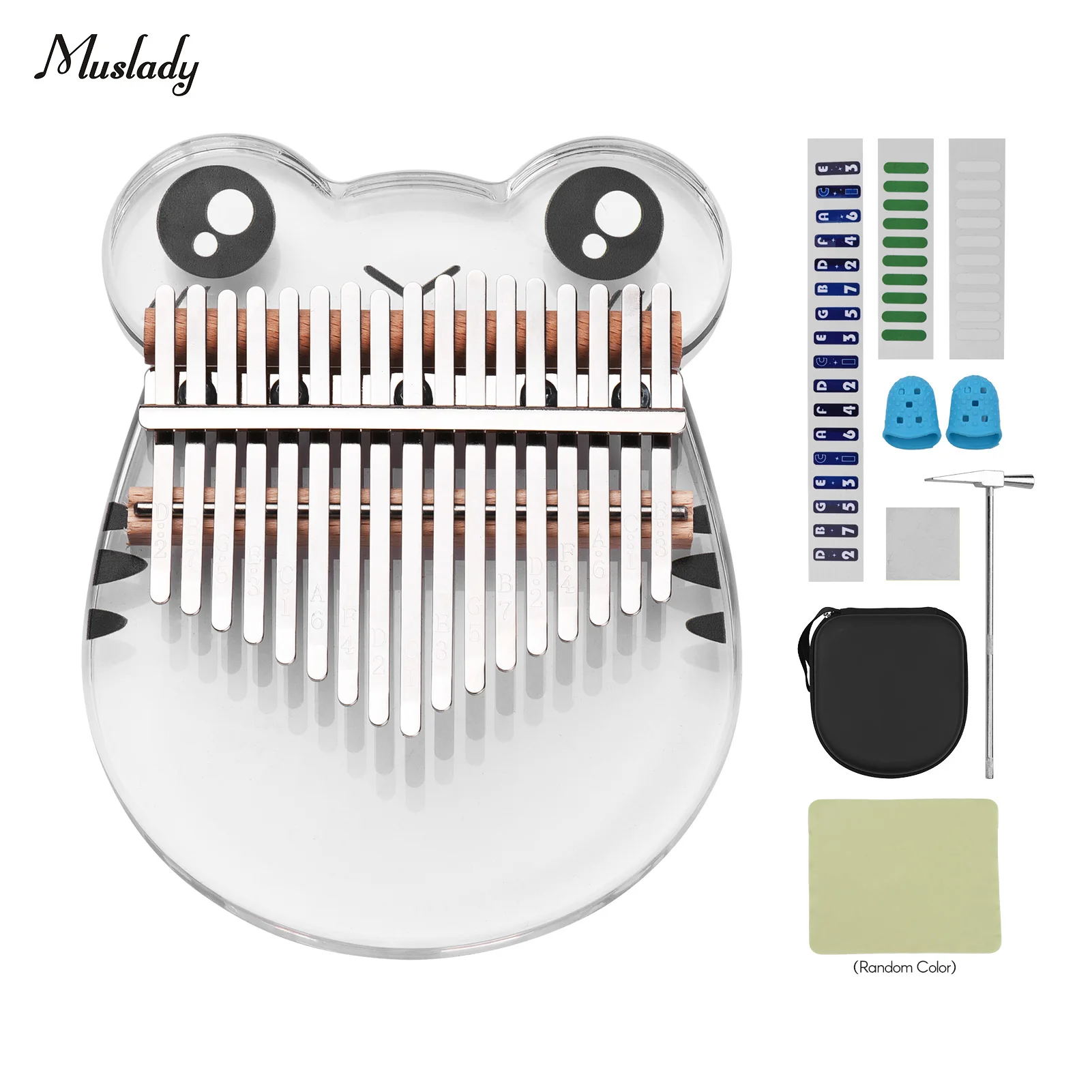 

Милое акриловое пианино Muslady с 17 клавишами и кристаллами для большого пальца, калимба с чехлом для хранения, тюнинг-молоток для детей, взросл...