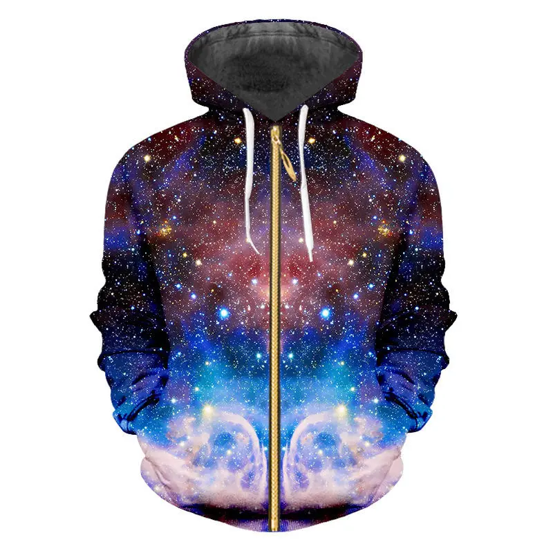 Толстовка с капюшоном для мужчин и женщин свитшот на молнии худи цифровым 3D
