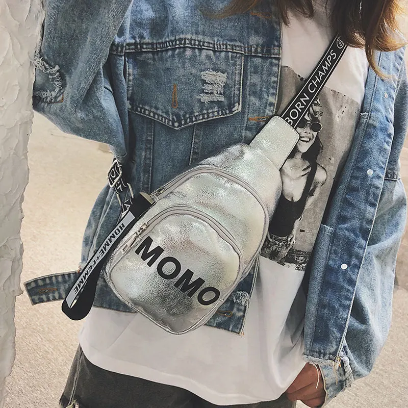 

Stylish Women Waist Bag PU Printed Solid Color Chest Bag for Outdoor Sport Hip Package Crossbody Purse PU Leather Pouch