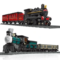 2021 new creativity steam locomotive train railways railroad track kits building blocks classic model sets bricks kids toy gift