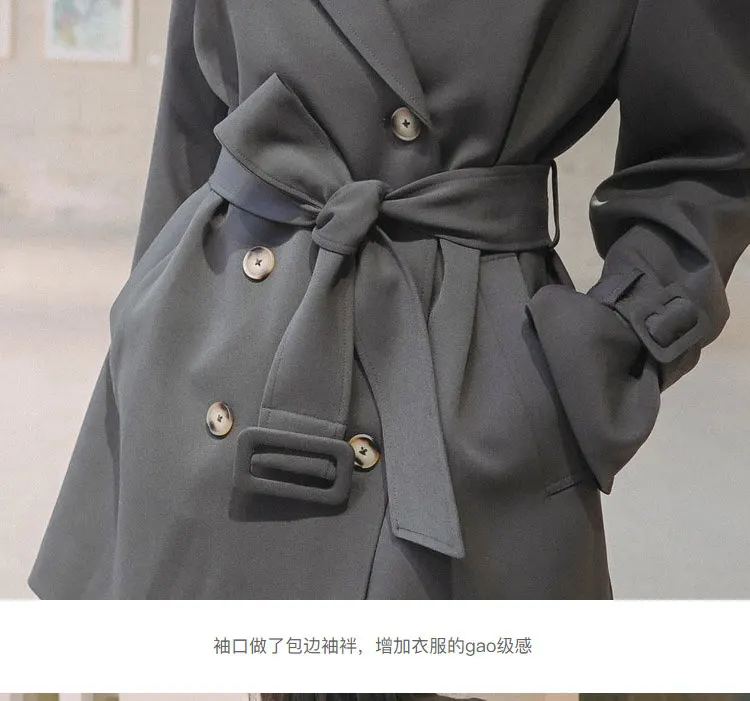 

Women Blazers Gray Sailor Collar Suit Jacket 2021 Spring Autumn Office Lady Elegant Double Breasted British Slim Bandage Coat