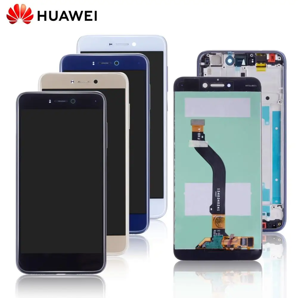 Дисплей для HUAWEI Honor 8 Lite LCD в сборе с тачскрином на рамке Оригинал черный золото