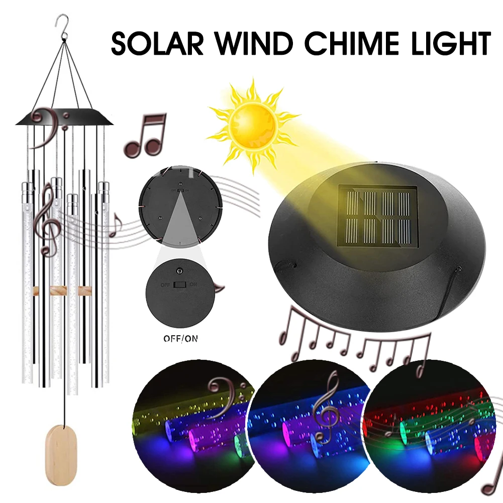 

Наружные ветряные колокольчики на солнечной батарее, 8 светодиодов с изменением цвета, автоматическое выключение, водонепроницаемое уличн...