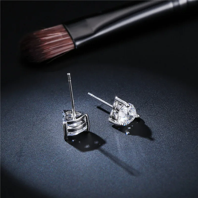 925 пробы серебряные серьги в форме сердца циркониевые когти инкрустированные