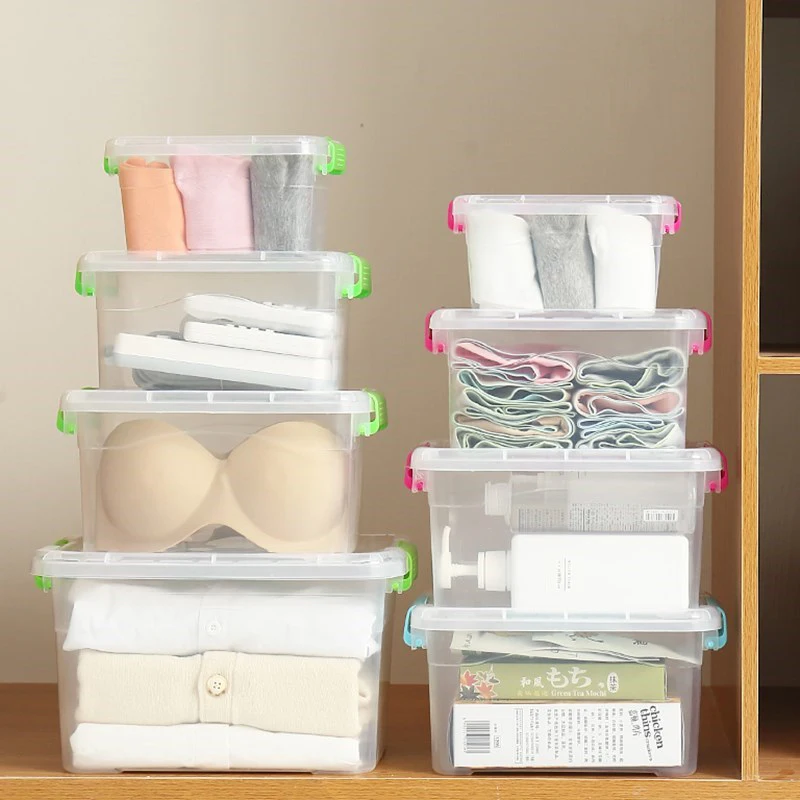 Прозрачная коробка для хранения маленькая пластиковая настольная покрытая