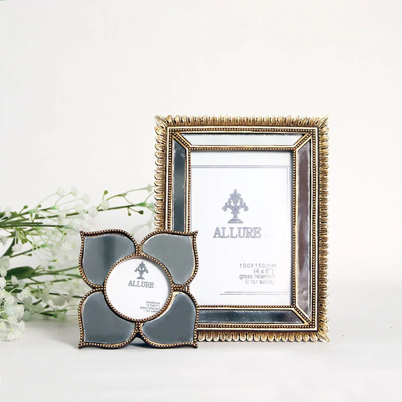 Французская неоклассическая Ретро Золотая зеркальная рамка из смолы для