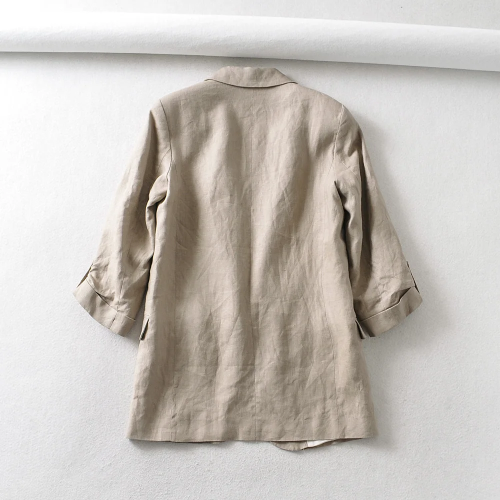 Women's suit jacket summer new style fashion solid color temperament linen sleeves can be rolled casual wild suit jacket