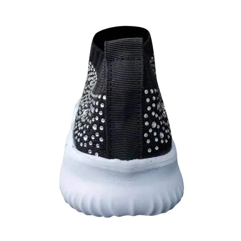 Кроссовки носки женские с кристаллами сетчатые без шнуровки плоская подошва