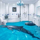 Пользовательские росписи Дельфин подводный мир 3D Ванная комната напольная плитка наклейки водонепроницаемые самоклеющиеся настенные наклейки обои для спальни
