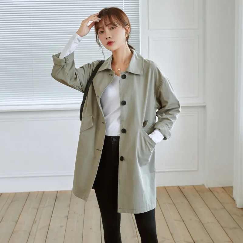 

Новая ветровка Весна 2021 корейский Тренч свободное тонкое повседневное длинное женское пальто B370