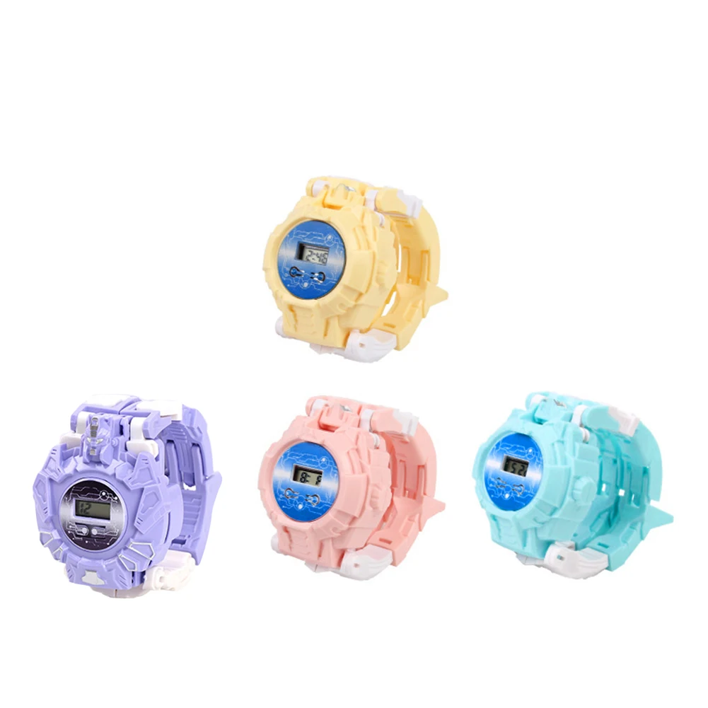 Детские креативные электронные часы трансформеры 2 в 1 наручные с героями