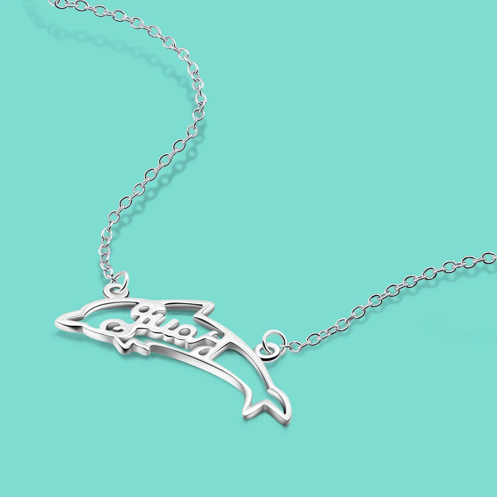 

Творческий 925 Серебряное ожерелье для женщины брелок очаровательный дельфин кулон ожерелье цепочка из стерлингового серебра минимализм на...