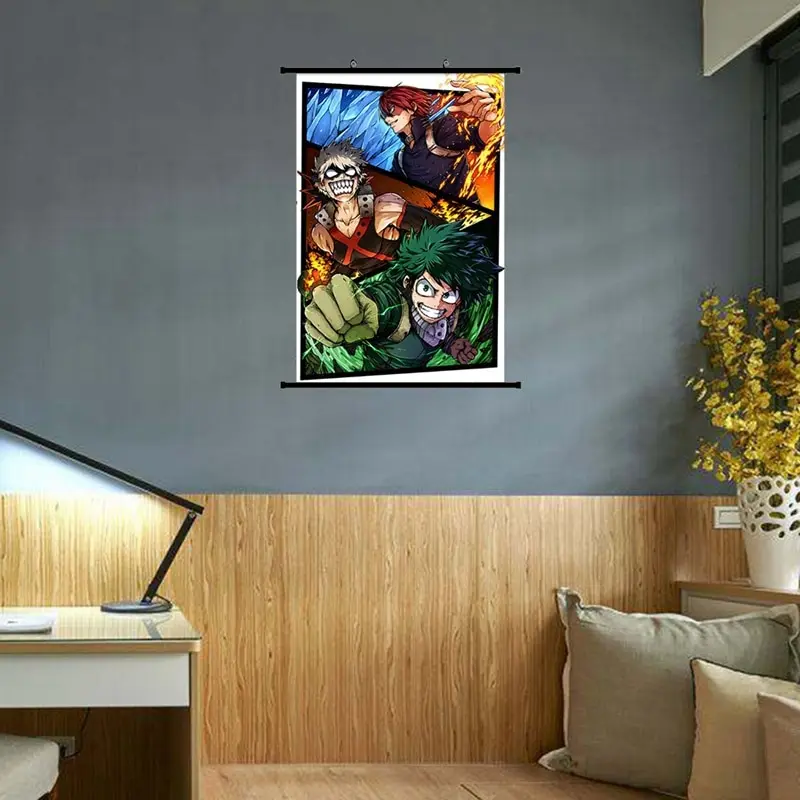 Японское аниме боку нет героев академии холст Свиток живопись украшение для дома