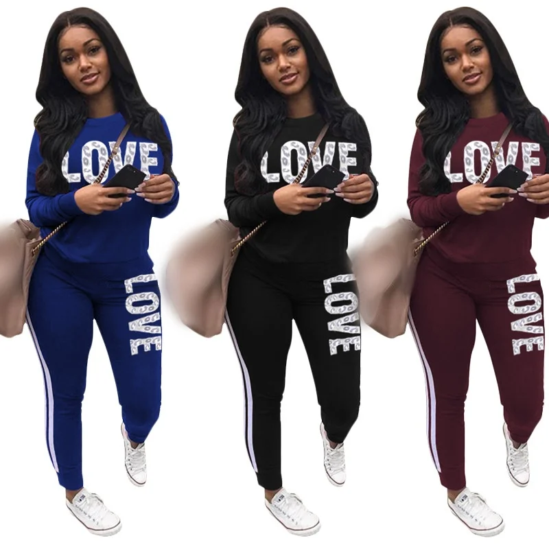 

Женский спортивный костюм из двух предметов, комплект из свитшота и брюк в уличном стиле