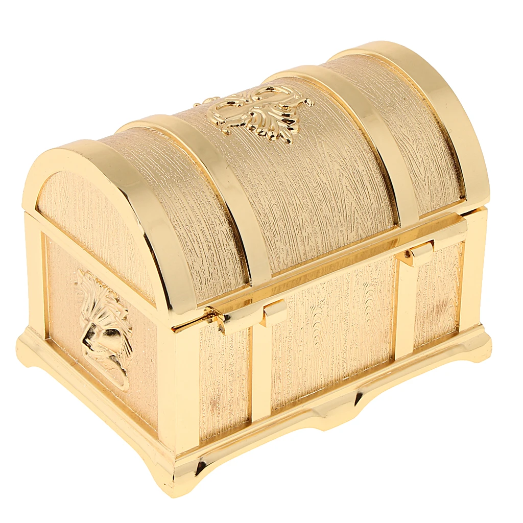 

Retro Luxury Treasure Chest Mini Golden Tone Zinc Alloy Box 10.6x7.2x7.5cm
