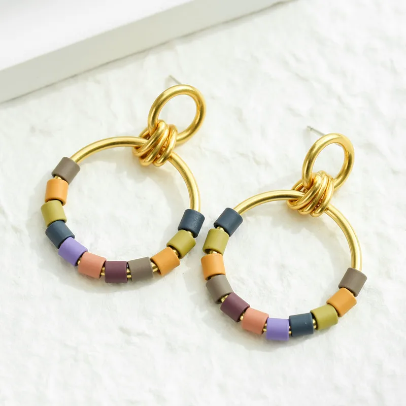 

Разноцветные Круглые серьги с булавкой S925 2021 новая серьга