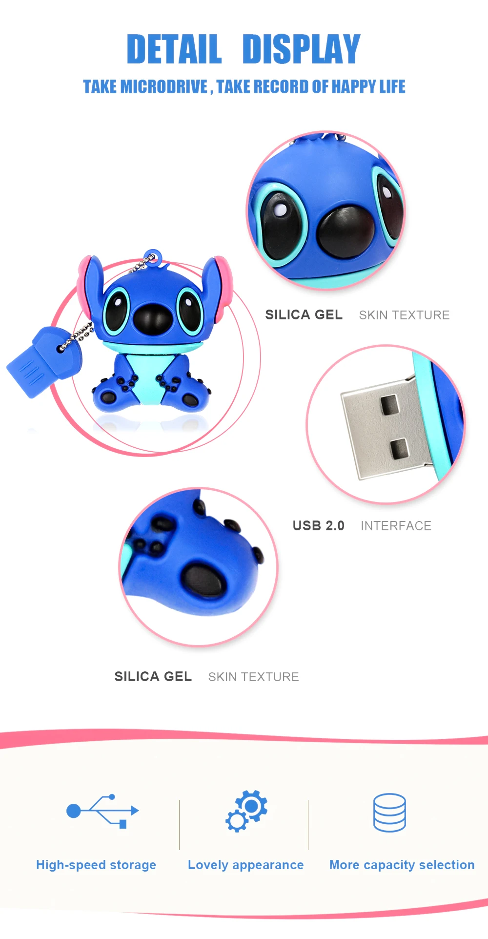 Настоящий мультяшный USB флеш-накопитель Lilo& Stitch, 4 ГБ, 8 ГБ, 16 ГБ, 32 ГБ, 64 ГБ, 128 ГБ, флеш-накопитель, usb флеш-накопитель, милая флеш-карта памяти, u-диск