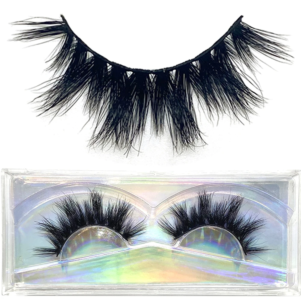D22 17MM 5D Mink Eyelashes Natural Fluffy Extension Colorful Reflective Cross Party Holiday Simulation Hair 3D Eye Lashes E14