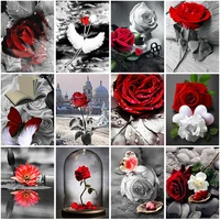 5d diamond painting full drill square round rose black and red picture of rhinestone diy diamond art embroidery home decoration