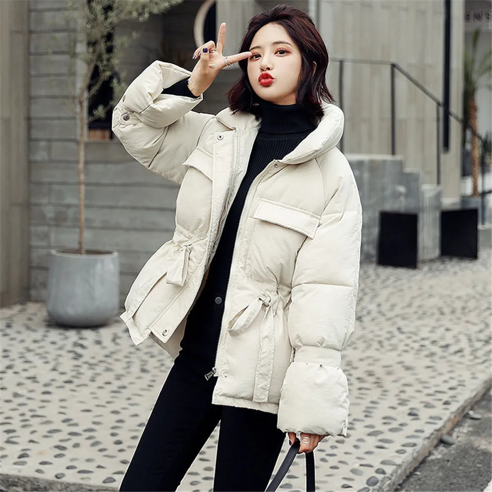 

Women Winter Cotton Padded Jacket Coats Warm Thickened Short Parka Female Hooded Casual Outerwear