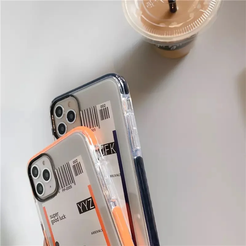 ins US City Label Bar code Phone Case For iPhone 11 Pro Xs MAX XR X 6 s 7 8 plus Simple letter new York Clear soft silicon Cover | Мобильные