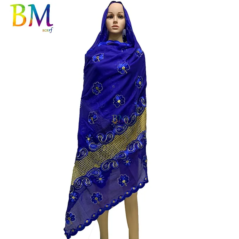 Новый Африканский мусульманский вышитый женский хлопковый шарф красивый и
