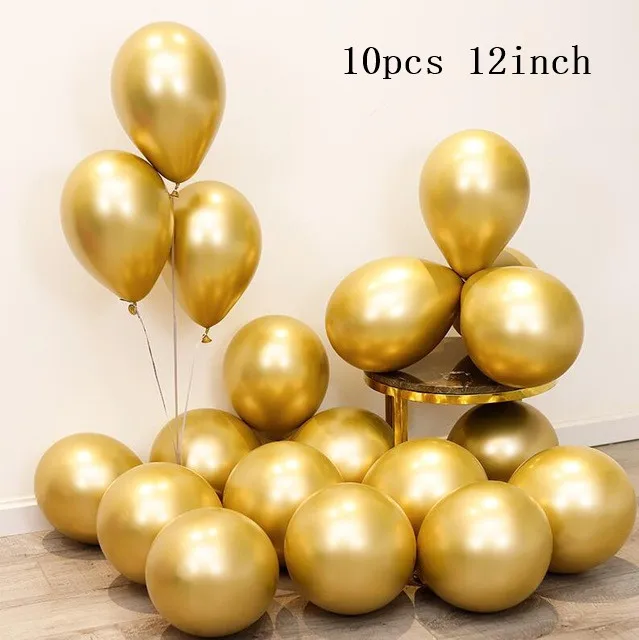 10pcs Metal gold Золотистый, серебристый, металлический латексный воздушный шар 18 30 40 50 60 70 80 90 лет с номером в честь Дня Рождения вечерние воздушные шары из фольги для взрослых - Цвет: 10pcs Metal gold