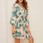 Домашняя одежда, женские атласные шелковые пижамы для отдыха, женские комплекты халат, женское однотонное летнее нижнее белье с рукавом до локтя, пижама, сексуальная пижама