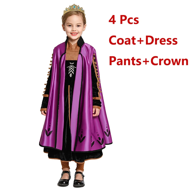 Frozen Disney Elsa Anna 2 Dress Girls Princess Carnival Party Halloween Cosplay Costume Snow Queen Vestido Children Clothing |