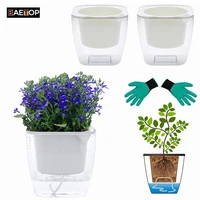 3 sizes clear plastic automatic watering planter bottom watering pots self watering planter for indoor house plants flower herbs