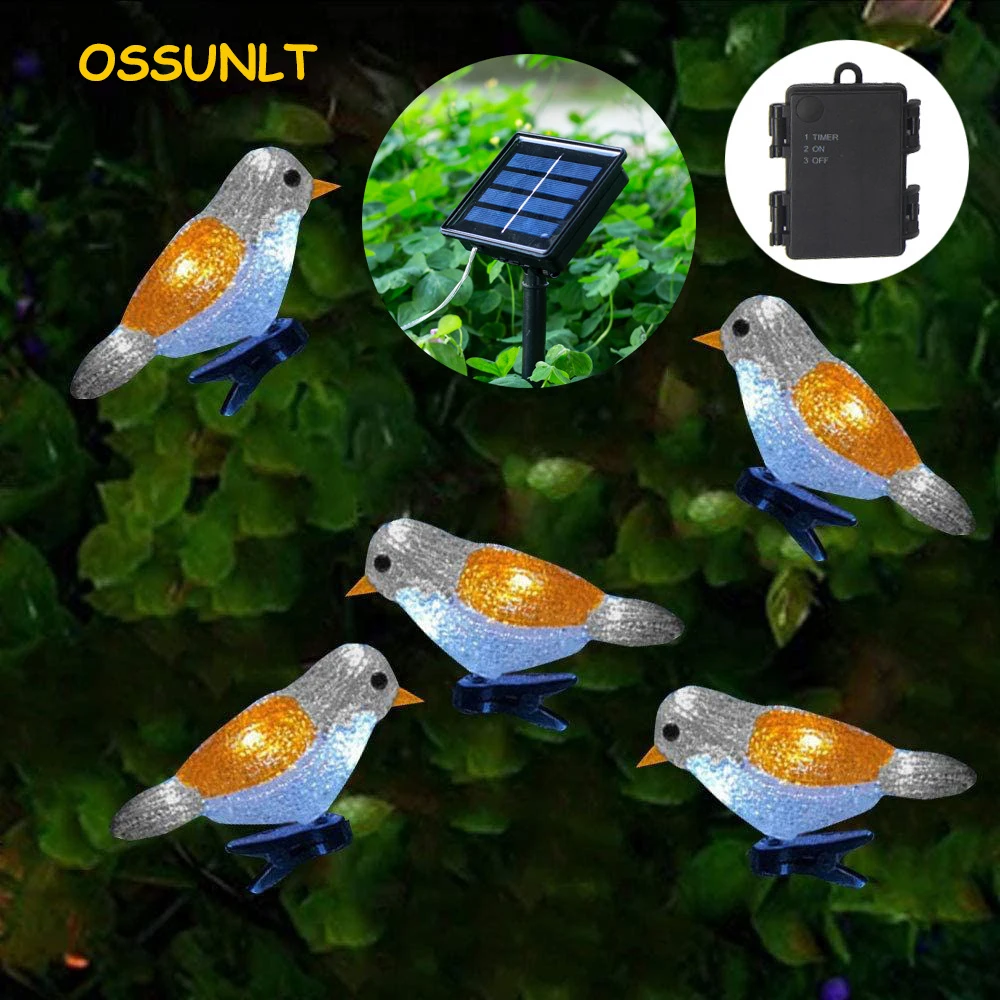 

Solar Led Light Outdoor String Lights Navidad Decoration Lampki Na Baterie Acrylic Bird Lighting For Garden Decor Fairy Lights