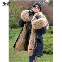 tatyana furclub real fur parka coat for women winter jacket with raccoon fur hood harajuku black fur parka coat slim warm tops