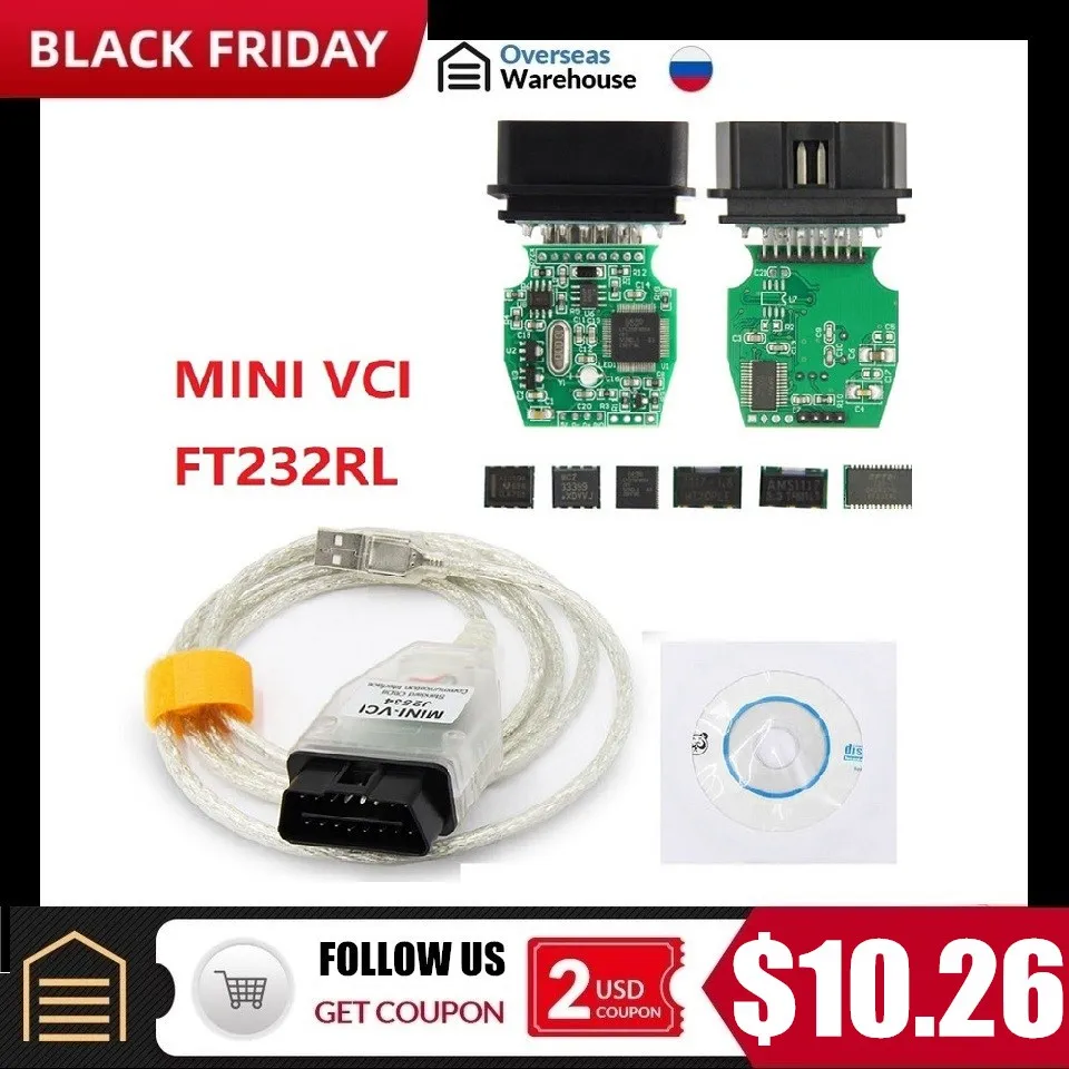 J2534 MINI VCI для Toyota MINI VCI J2534 MINI-VCI FT232RL для Toyota TIS MINI VCI Techstream TIS кабель V14.10.028 TIS Techstream