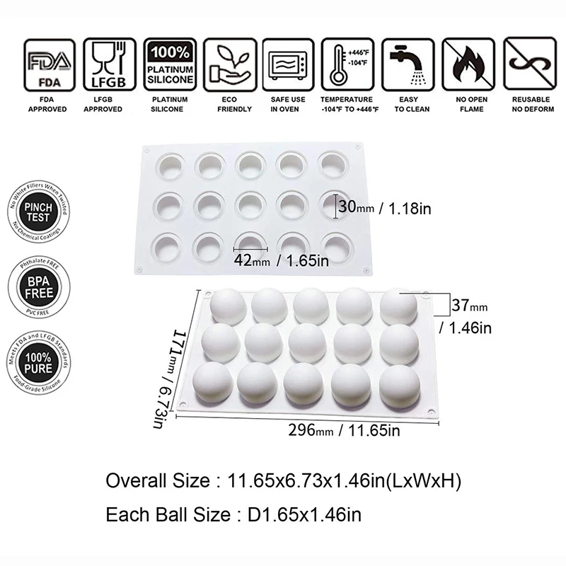 15 полость вокруг шара силиконовая форма 3D трюфель шоколадные конфеты формы для