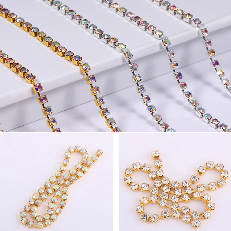 6 шт./пакет металлическая цепочка для ногтей модные золотые серебряные цветные