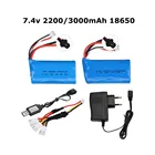 7,4 В 2200 мАч3000 мАч 18650 литий-полимерный аккумулятор для WPL MN99S D90 U12A S033g Q1 H101 Запчасти для радиоуправляемых лодок, автомобилей, танков, дронов