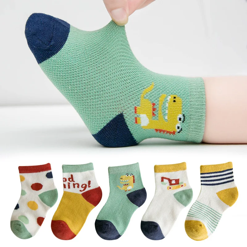 

5 Pairs/Lot 1-12Y baby boys girls dinosaur short socks kids sock spring summer 2020 cotton cartoon boy girl socks children meias