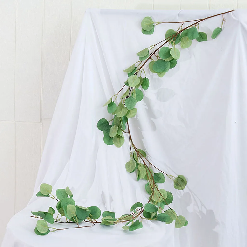 5.6ft Artificial Silver Dollar Eucalyptus Leaves Garland Faux Silk Greenery Vine | Дом и сад