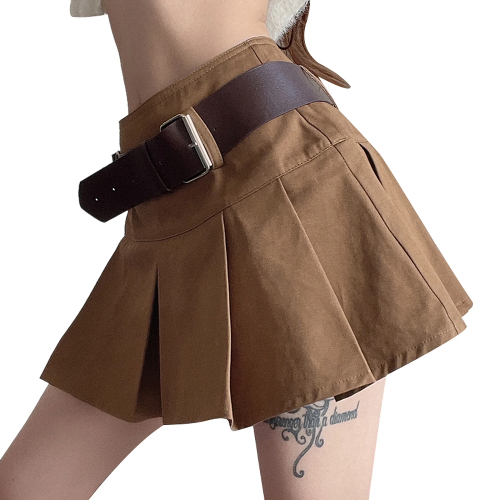 

Sxexy Women Solid Color Pleated Skirt with Waistband, Slim Fit A-line High Waist Mini Skirts for Summer 2021