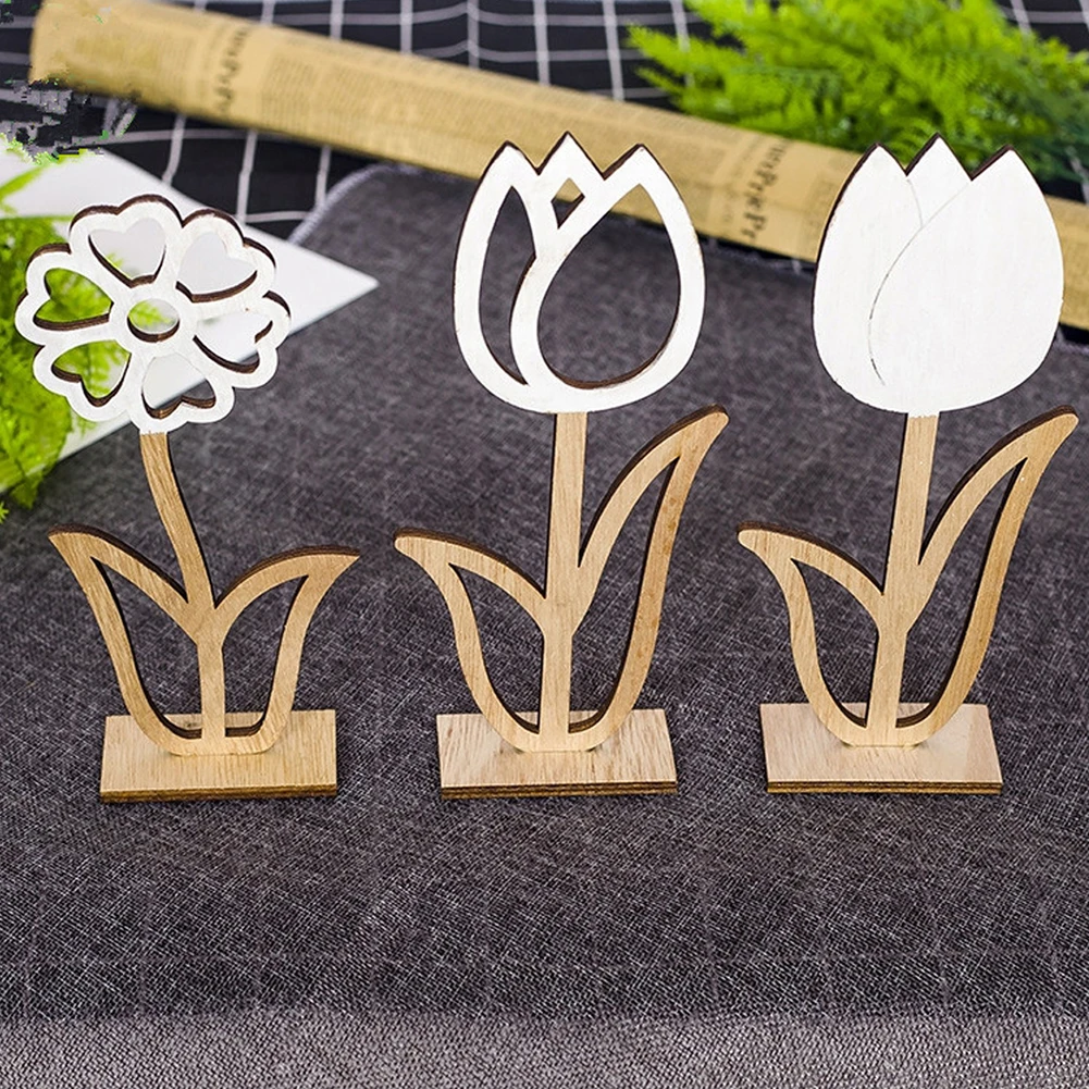 DIY деревянный Пасхальный день Декор для дома деревянные полые цветы декоративные