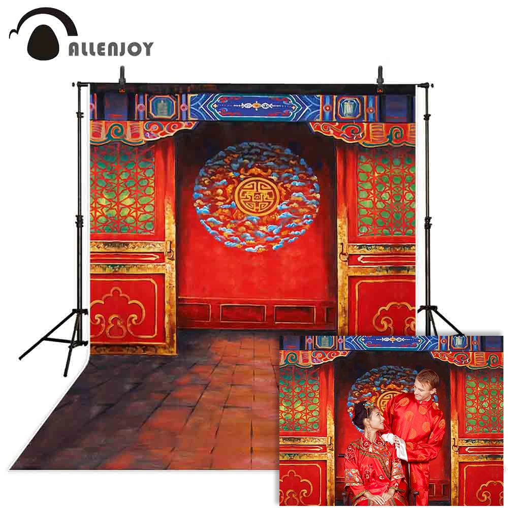 Allenjoy фон для фотосъемки в китайском стиле винтажный Красный деревянный дверь