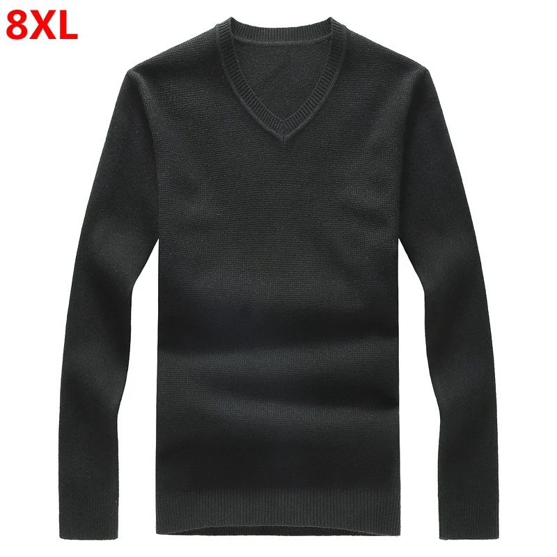 

Large sweater shirt men plus size 7XL loose sweater youth sweater fine sweater men's new V-neck 8XL 6XL