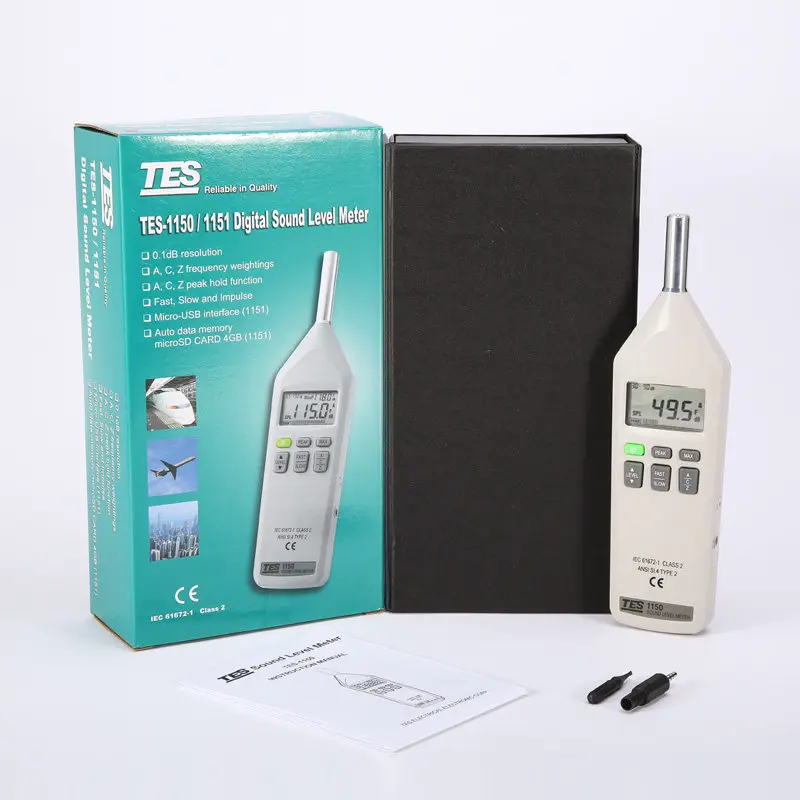 TES-1151 Micro-USB Sound Level Meter 30 to 130 dB TES1151 DC/AC Noise Tester 4G Card |