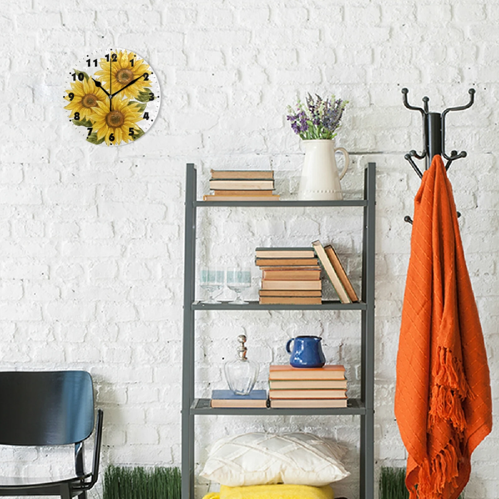 Часы настенные с тихим подсолнухом круглые бесшумные настольные украшения на