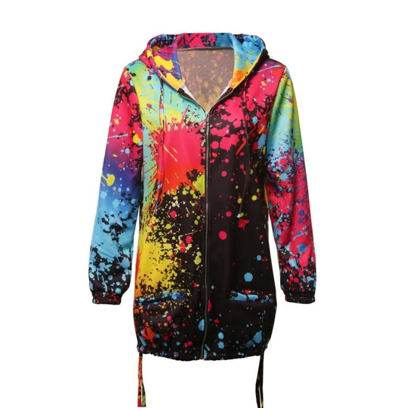 Autumn New Women Sweatshirt Full Sleeve Print Hooded Coat Cotton Knitted Long Hoodies Casual Female Pullover Plus Size Outerwear